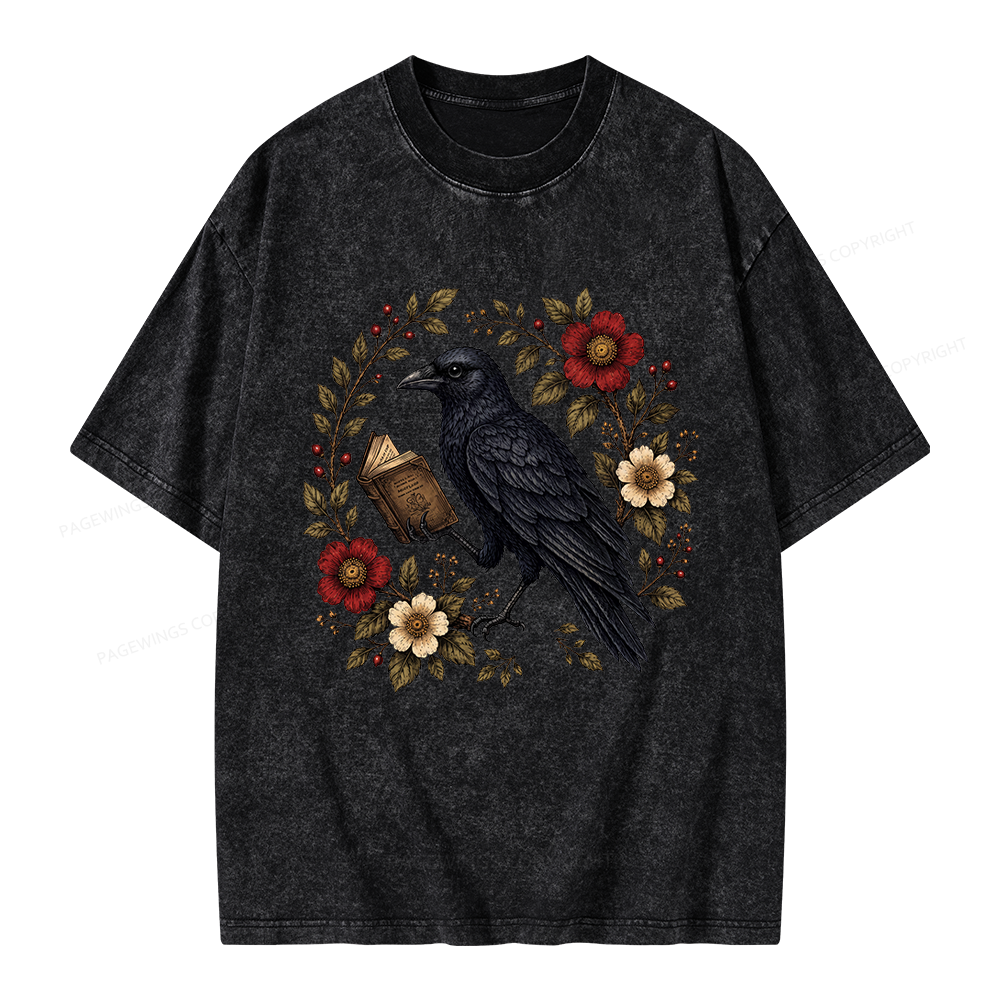 Pagewings Black Crow Unisex Washed T-shirt