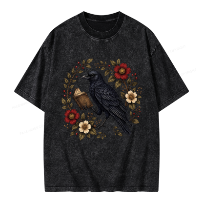 Pagewings Black Crow Unisex Washed T-shirt