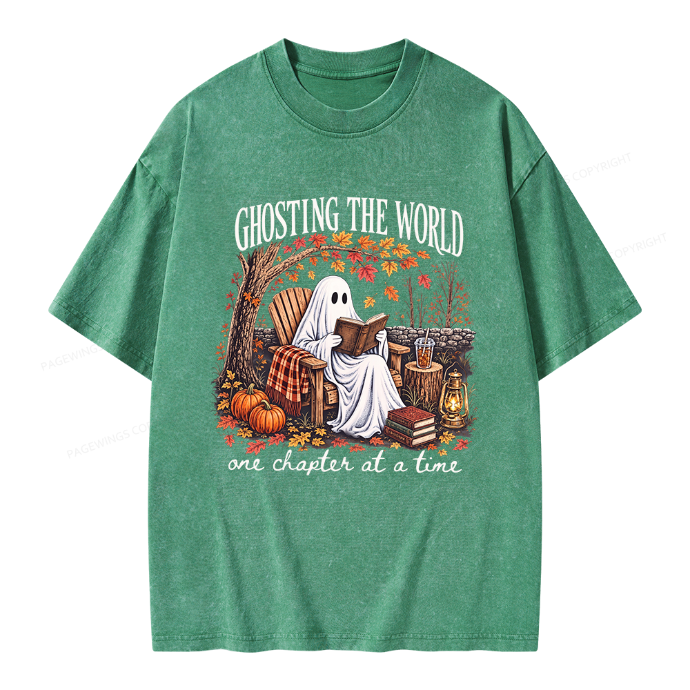 Pagewings Ghosting The World Sublimation Unisex Washed T-shirt