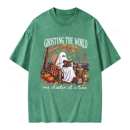 Pagewings Ghosting The World Sublimation Unisex Washed T-shirt