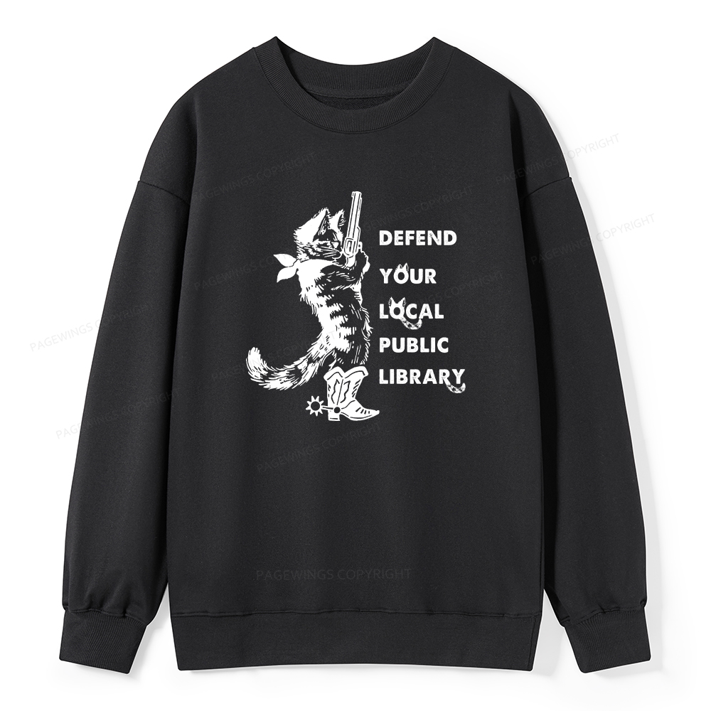 Pagewings Cat Defend Your Local Public Library Unisex Classic Sweatshirt