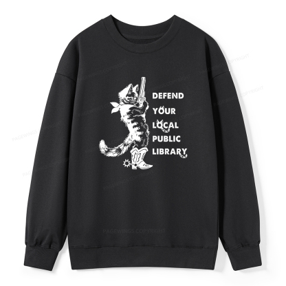 Pagewings Cat Defend Your Local Public Library Unisex Classic Sweatshirt