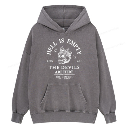 Pagewing Hell Is Empty And All The Devils Are Here Unisex Washed Hoodie