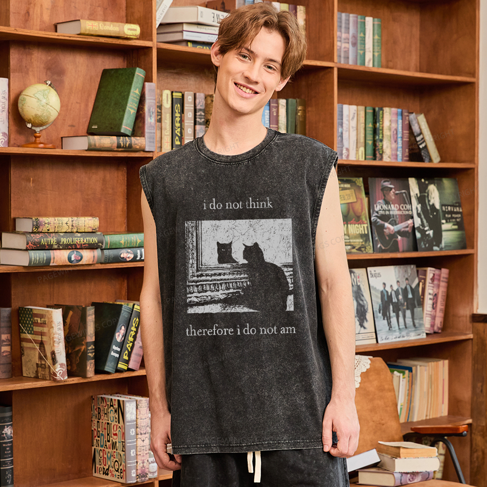 Pagewings I Do Not Think Therefore I Do Not Am Unisex Washed Tank Top