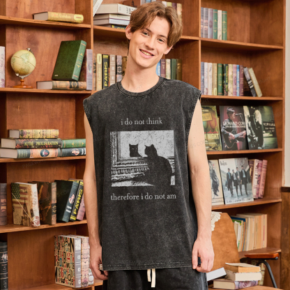 Pagewings I Do Not Think Therefore I Do Not Am Unisex Washed Tank Top