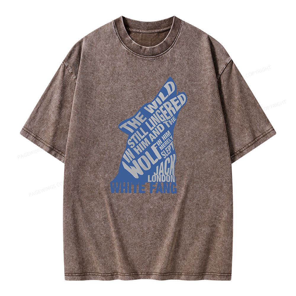 Pagewings White Fang by Jack London Blue Book Quote Unisex Washed T-shirt