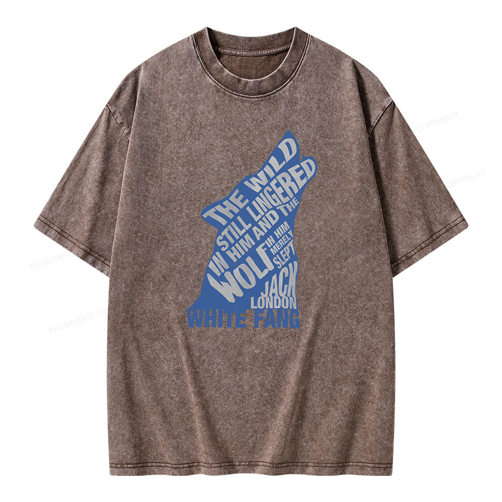 Pagewings White Fang by Jack London Blue Book Quote Unisex Washed T-shirt