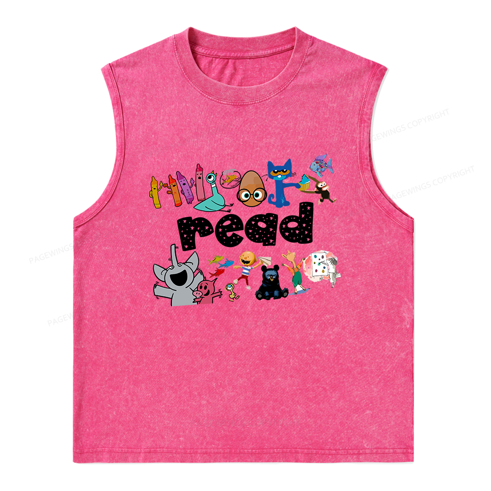 Pagewings Reading Bookish Unisex Washed Tank Top