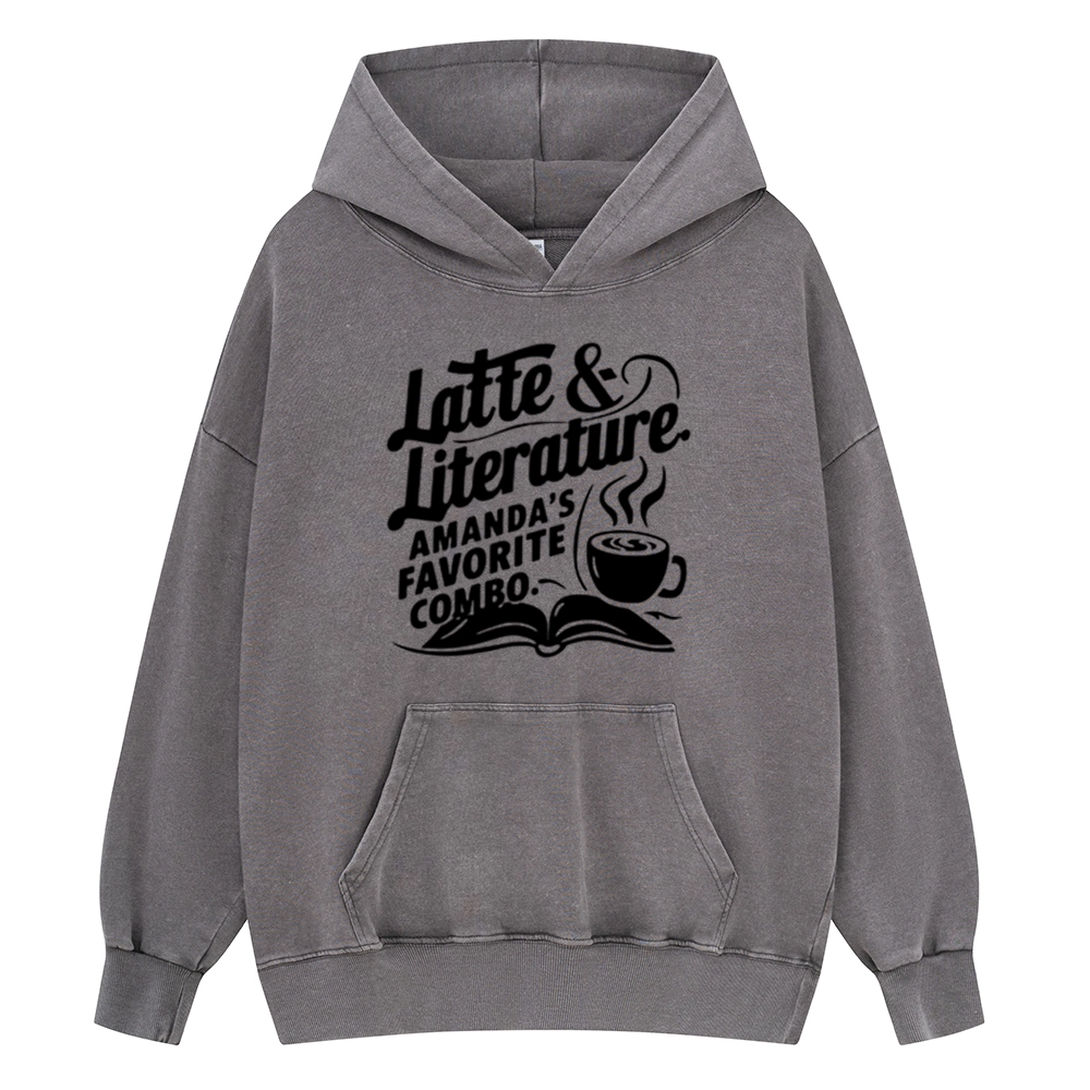 Pagewings Latte & Literature Amanda's Favorite Combo Unisex Washed Hoodie
