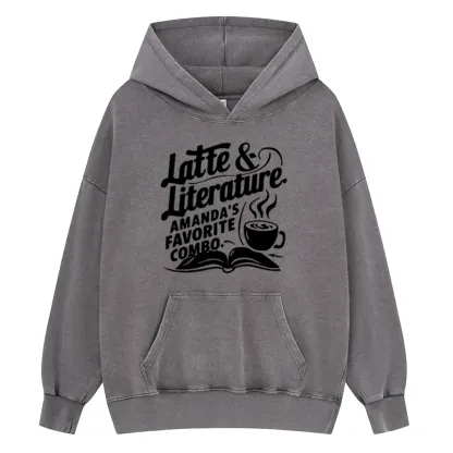 Pagewings Latte & Literature Amanda's Favorite Combo Unisex Washed Hoodie