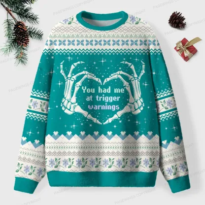 Pagewings You Had Me At Trigger Warnings Unisex Ugly Knit Sweatshirt