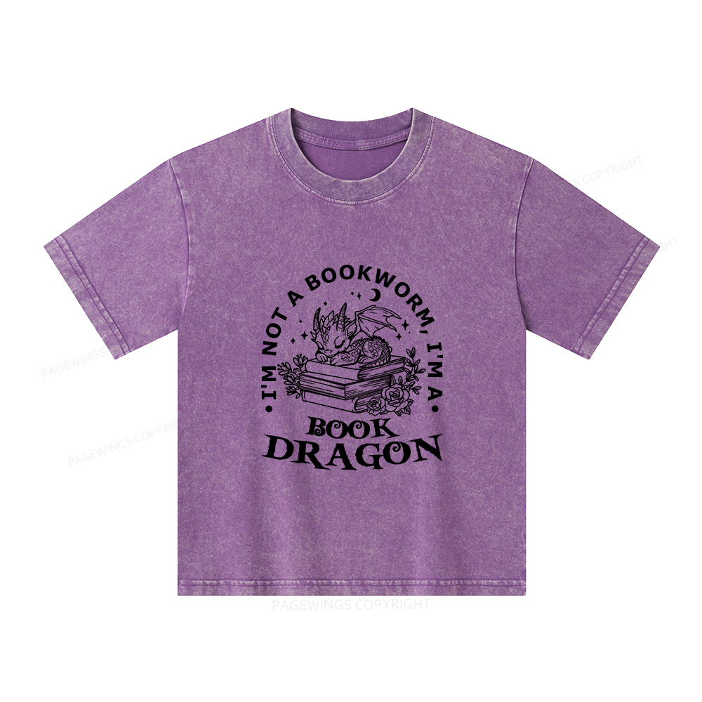 Pagewings I’m Not A Bookworm I’m A Book Dragon Unisex Kids Washed T-shirt