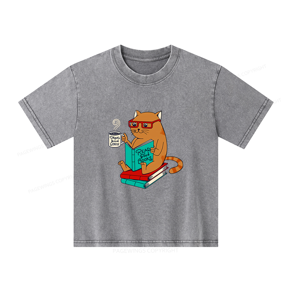 Pagewings Read Good Books Unisex Kids Washed T-shirt