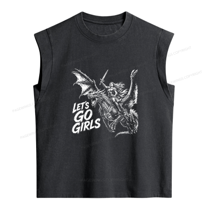 Pagewings  Woman Dragon Rider Women's Washed Tank Top