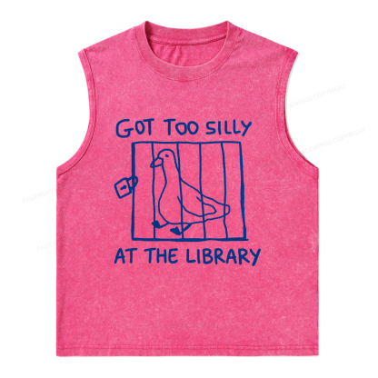 Pagewings Got Too Silly At The Library Unisex Washed Tank Top