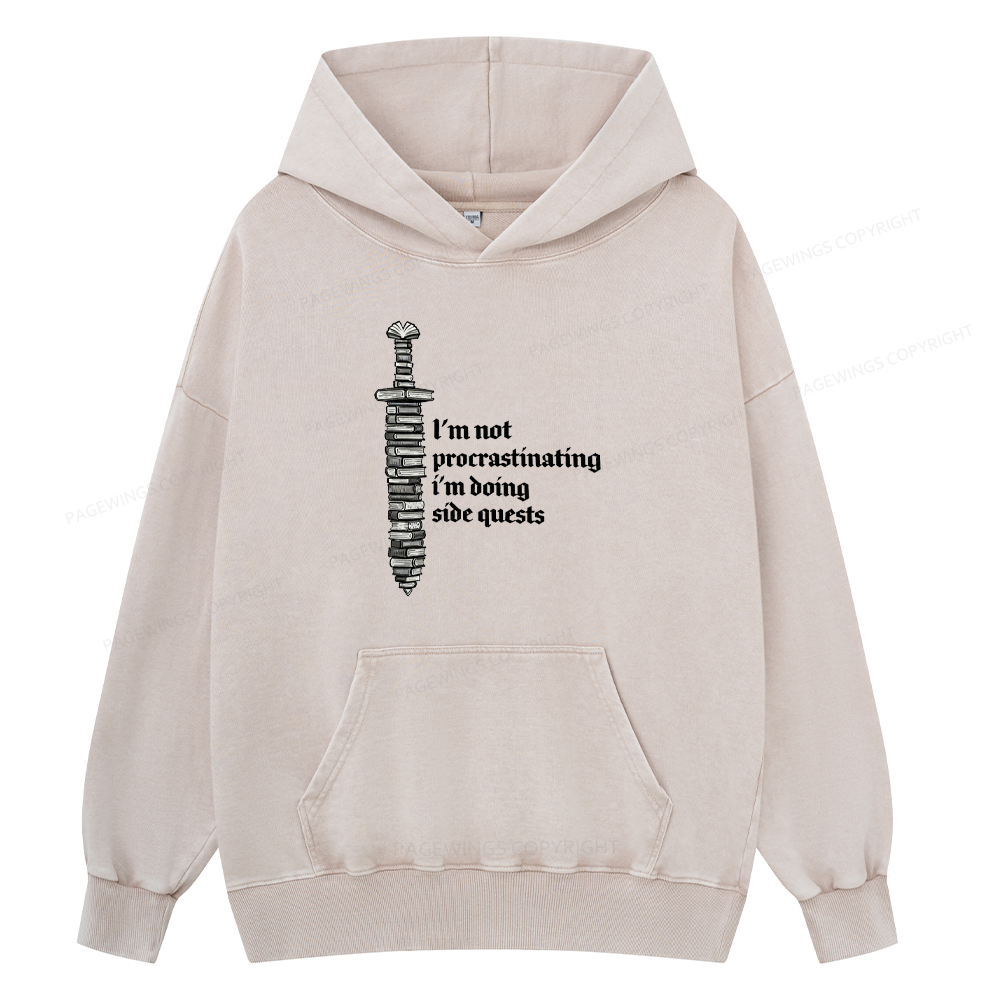 Pagewings I'm Doing Side Quests Unisex Washed Hoodie