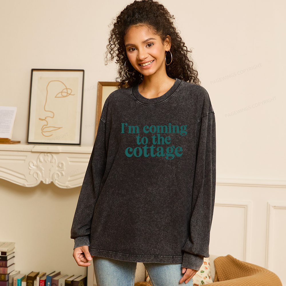 Pagewings I'm Coming To The Cottage Unisex Washed Long Sleeve T-shirt