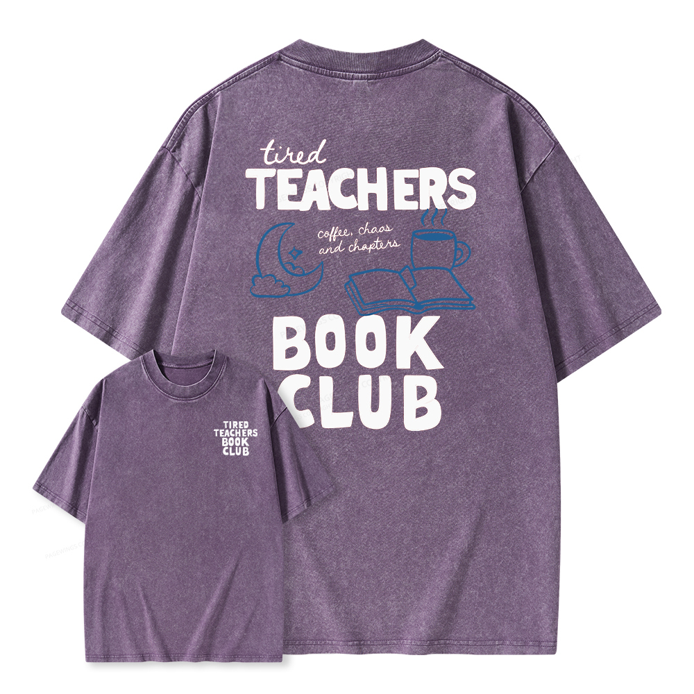 Pagewings Tired Teachers Book Club Unisex Washed T-shirt