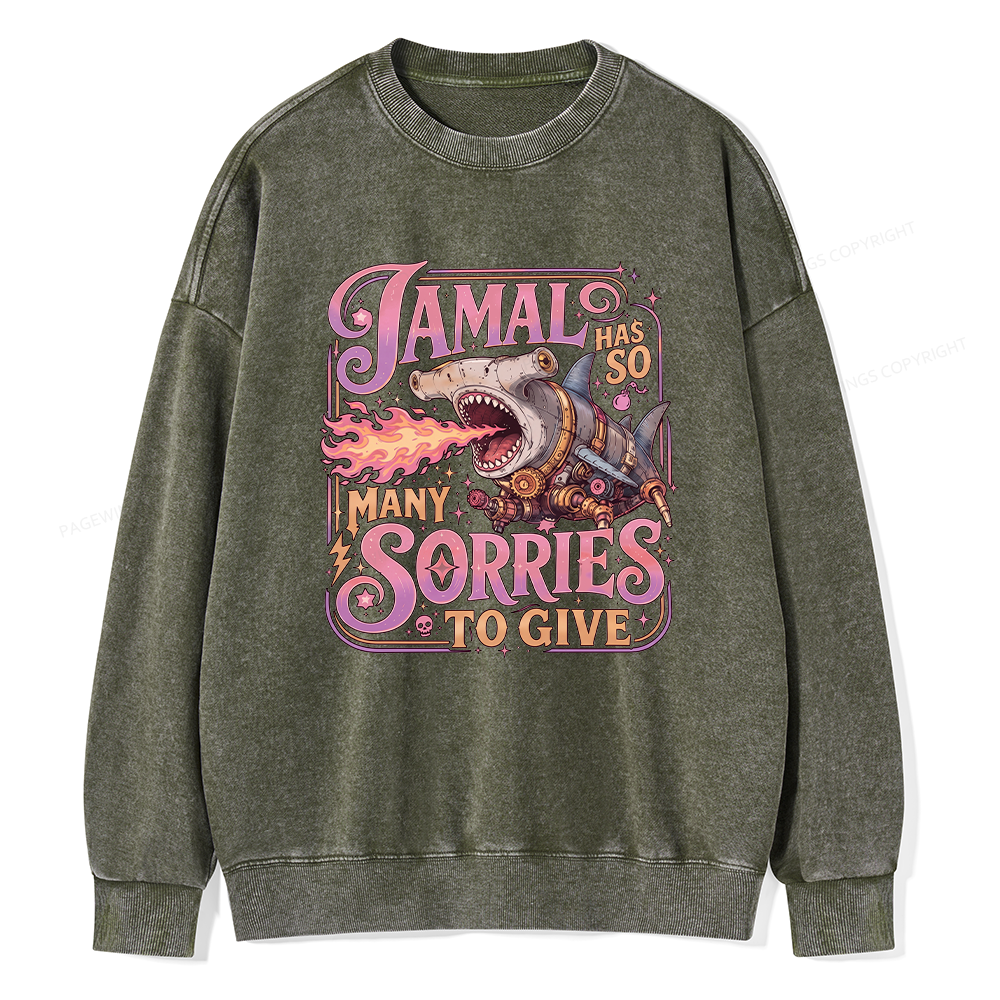 Pagewings So Many Sorries To Give Unisex Washed Sweatshirt