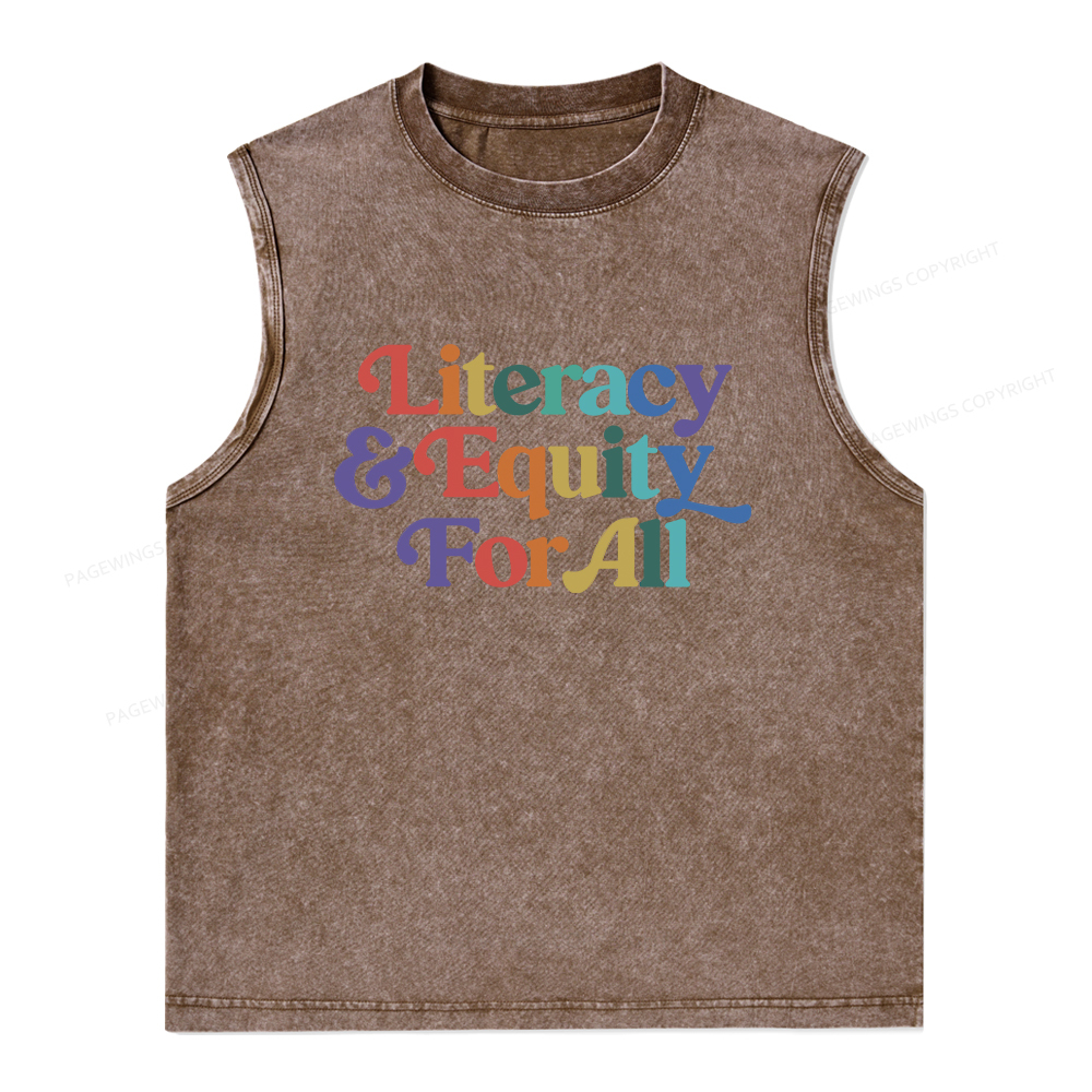 Pagewings Literacy & Equity For All Unisex Washed Tank Top
