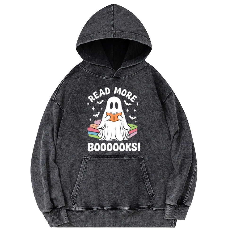 Pagewings Halloween Read More Booooks Unisex Washed Hoodie