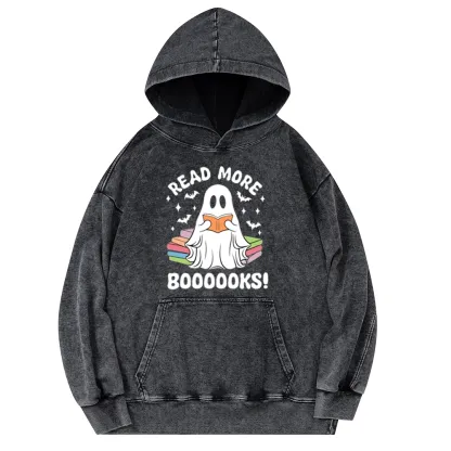 Pagewings Halloween Read More Booooks Unisex Washed Hoodie