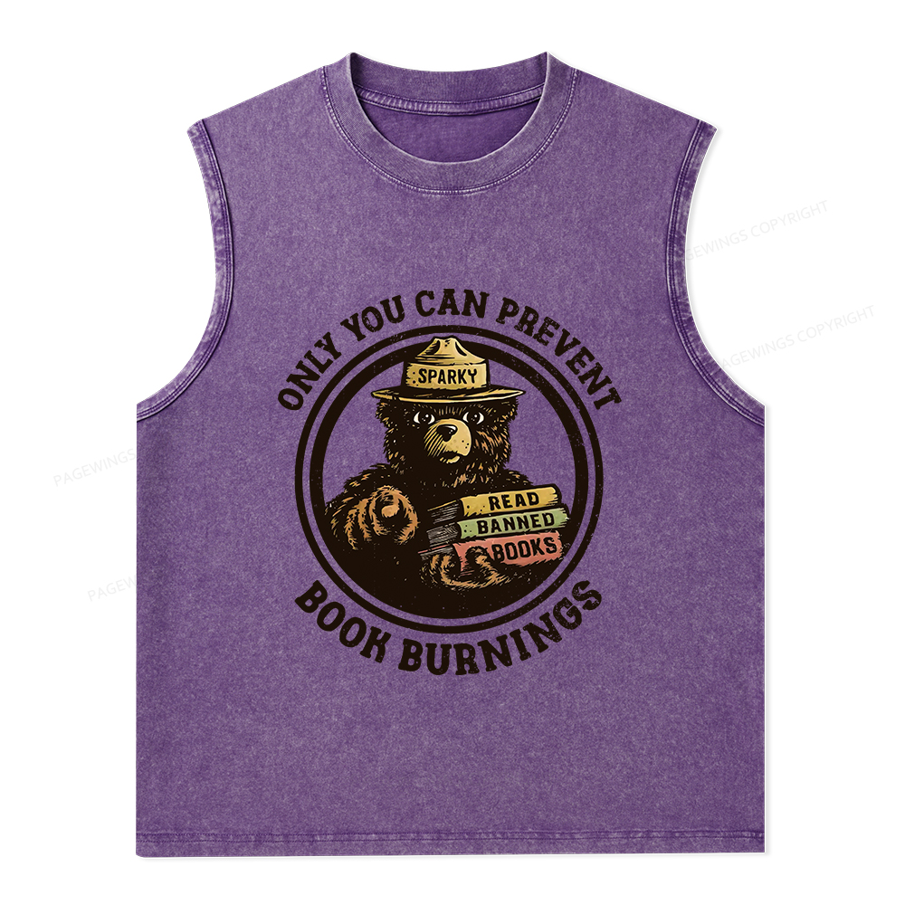 Pagewings Only You Can Prevent Book Burnings Unisex Washed Tank Top