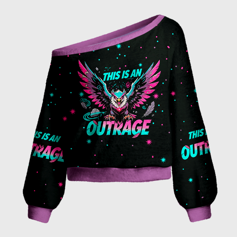 Pagewings Sci Fi Book Lover Off Shoulder Ugly Knit Sweater
