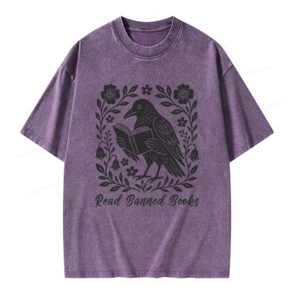 Pagewings Read Banned Books Unisex Washed T-shirt