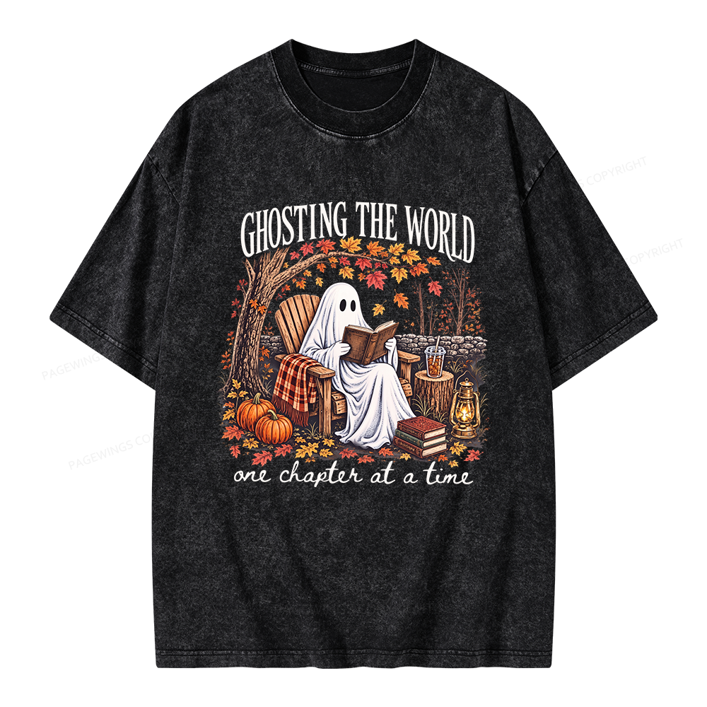 Pagewings Ghosting The World Sublimation Unisex Washed T-shirt