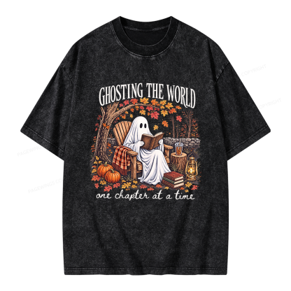 Pagewings Ghosting The World Sublimation Unisex Washed T-shirt