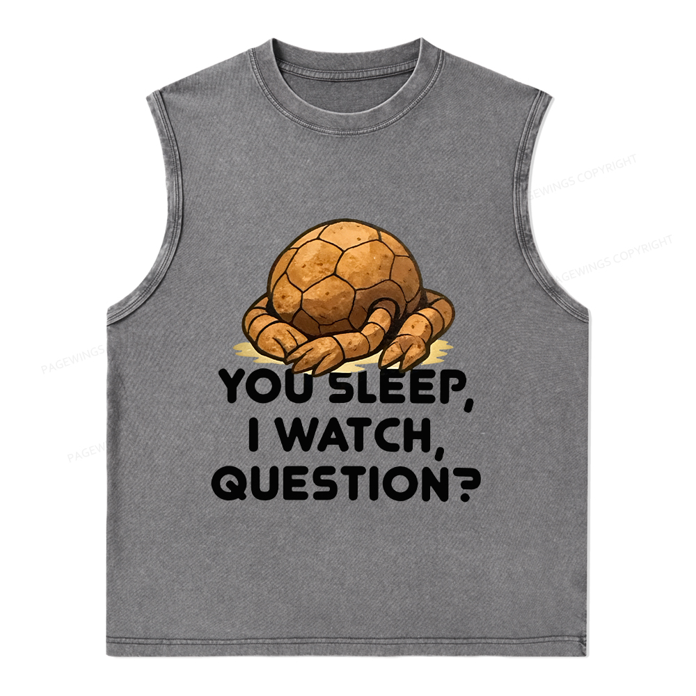 Pagewings You Sleep I Watch Question Unisex Washed Tank Top