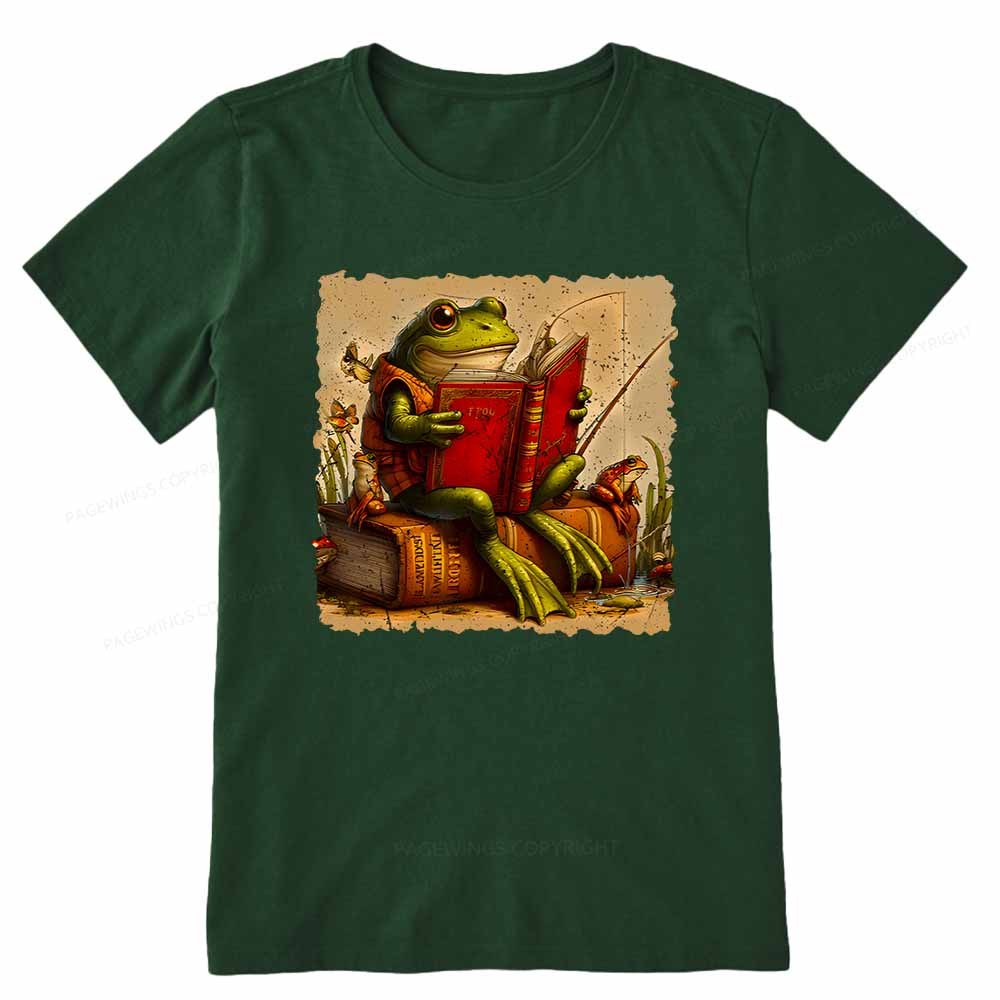 Pagewings Toad Fishing Book Reading Book Unisex Classic T-shirt
