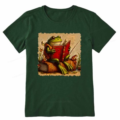 Pagewings Toad Fishing Book Reading Book Unisex Classic T-shirt