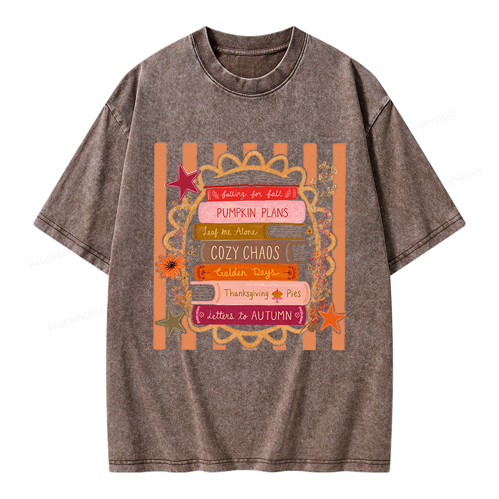 Pagewings All Booked For Fall Unisex Washed T-shirt