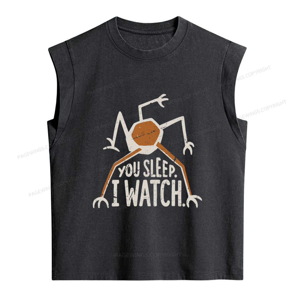 Pagewings You Sleep I Watch Women's Washed Tank Top