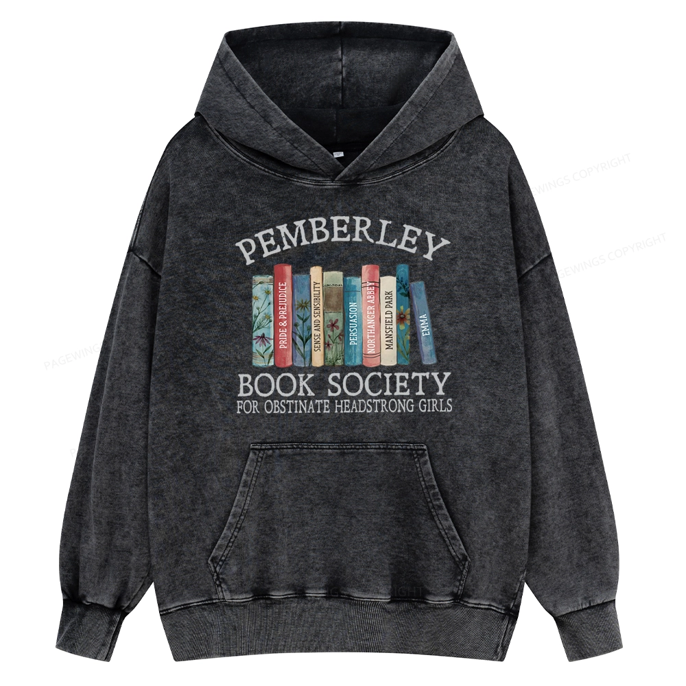 Pagewings Pemberley Book Society Unisex Washed Hoodie