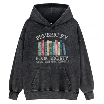 Pagewings Pemberley Book Society Unisex Washed Hoodie