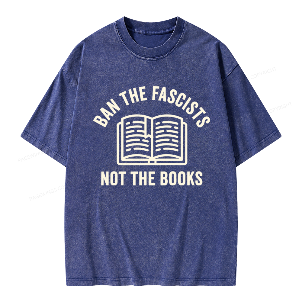 Pagewings Ban Fascists Not Books Unisex Washed T-shirt