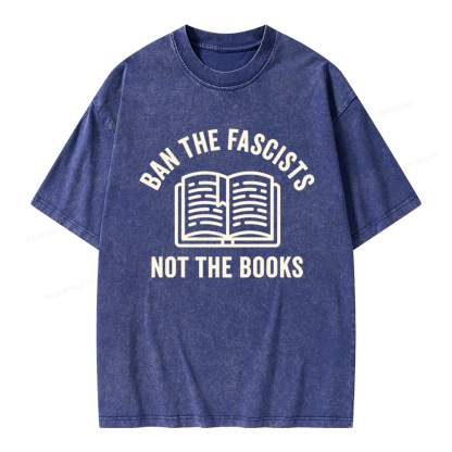 Pagewings Ban Fascists Not Books Unisex Washed T-shirt
