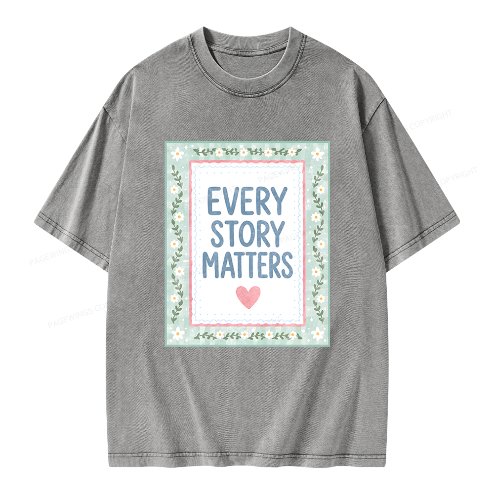 Pagewings Every Story Matters Unisex Washed T-shirt