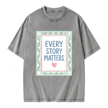 Pagewings Every Story Matters Unisex Washed T-shirt