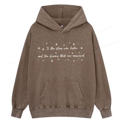 Pagewings To the Stars Who Listen Unisex Washed Hoodie