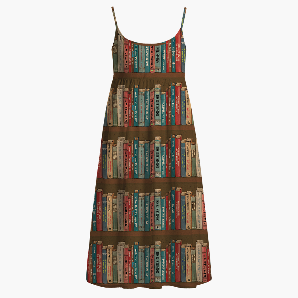 Pagewings Read Banned Books Printed Spaghetti Strap Midi Sundress