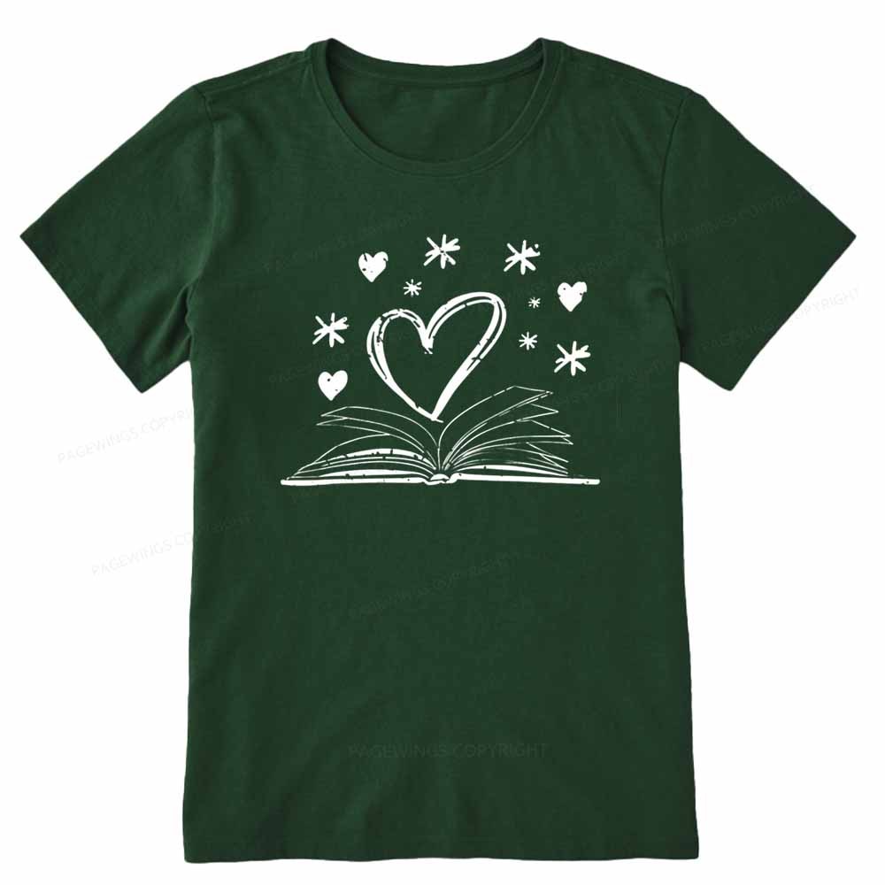Pagewings Bookworm Librarian Valentines Day Book T-Shirt Unisex Classic T-shirt