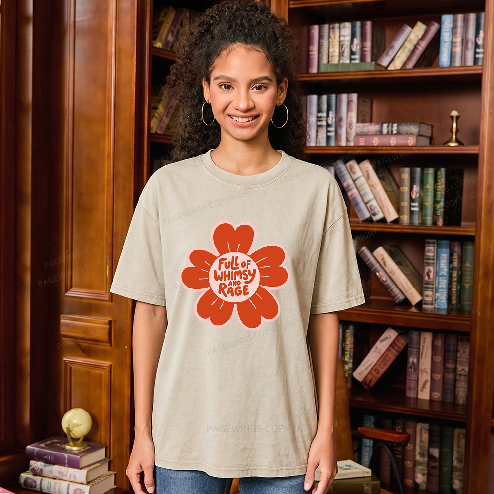 Pagewings Full of Whimsy and Rage Unisex Washed T-shirt