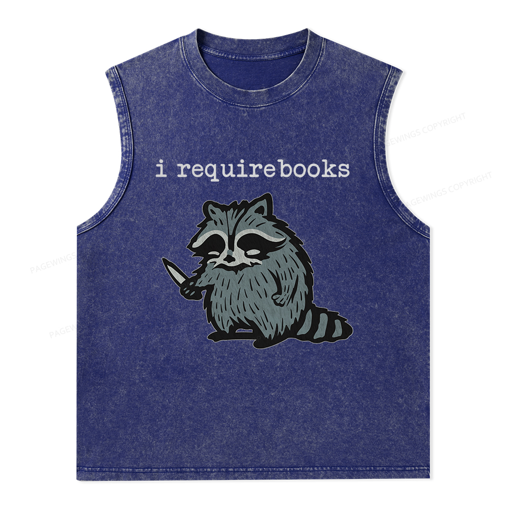 Pagewings I Require Books Unisex Washed Tank Top
