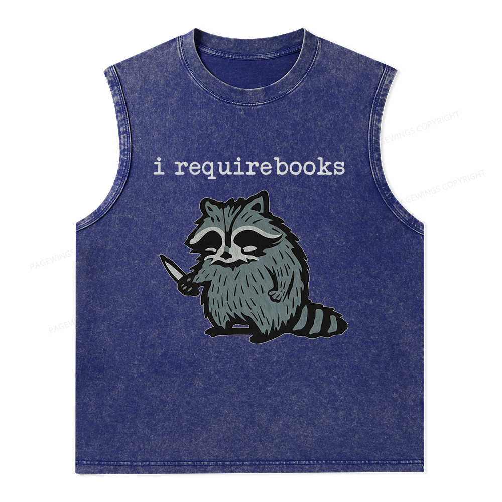 Pagewings I Require Books Unisex Washed Tank Top