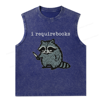 Pagewings I Require Books Unisex Washed Tank Top