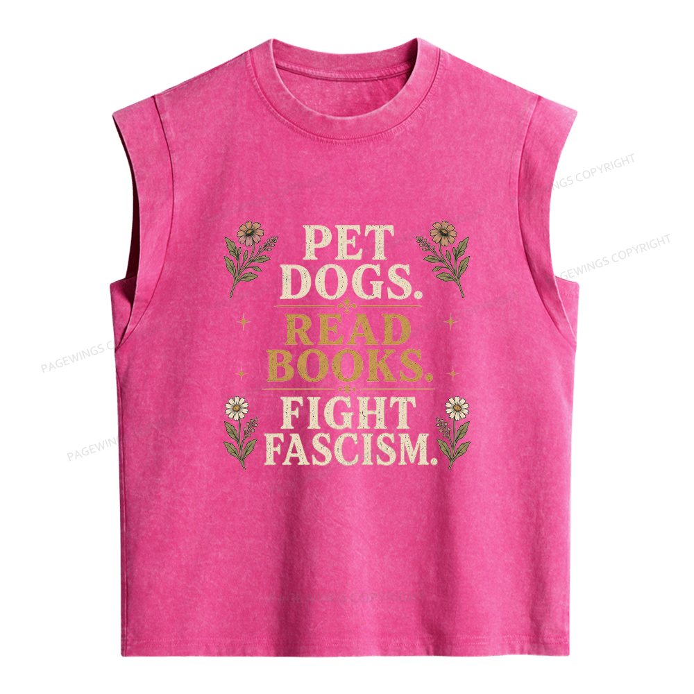 Pagewings Fascism Book Lover Women's Washed Tank Top